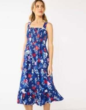 Draper James RSVP Smocked Floral Midi Dress, Size S